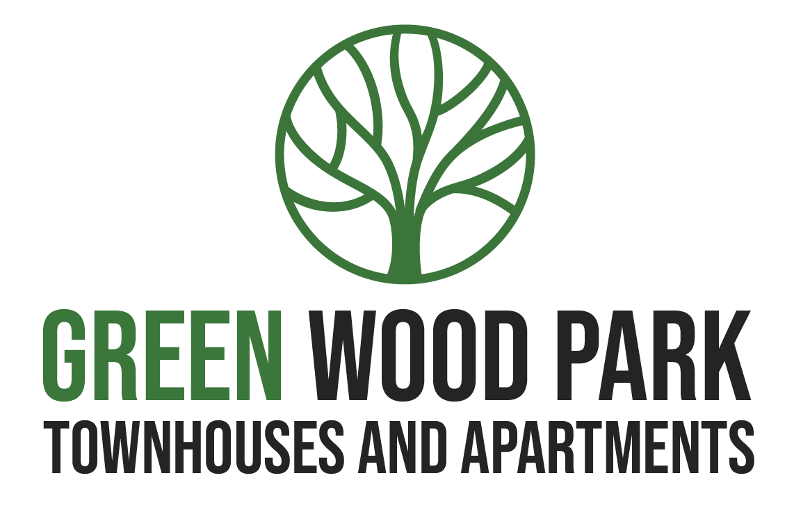 a logo for green wood park townhouses and apartments